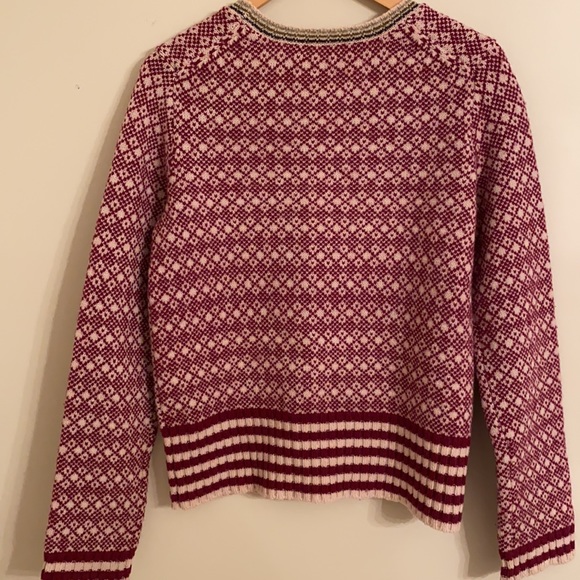J. Crew Fair Isle 100% Wool Cranberry Pullover Sweater - Picture 6 of 12